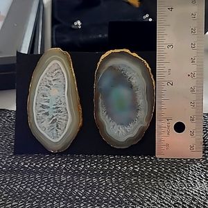 2 Genuine Magnetic Agate slices green & natural home decor kitchen appliances